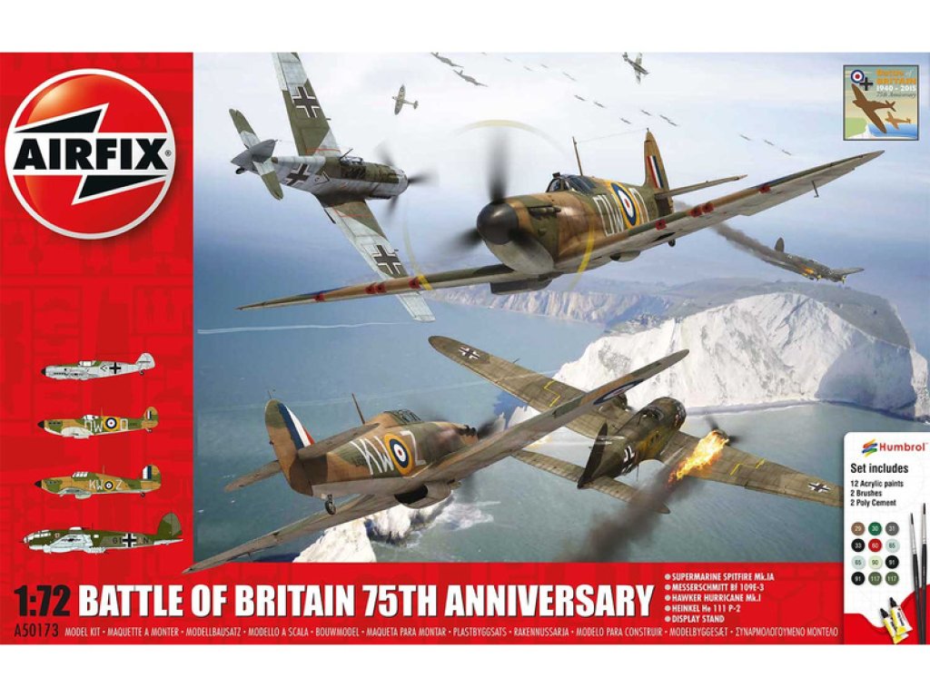AIRFIX 50173A 1/72 Gift Set Battle of Britain (Spitfire, Hurricane, Bf 109E, He 111P)