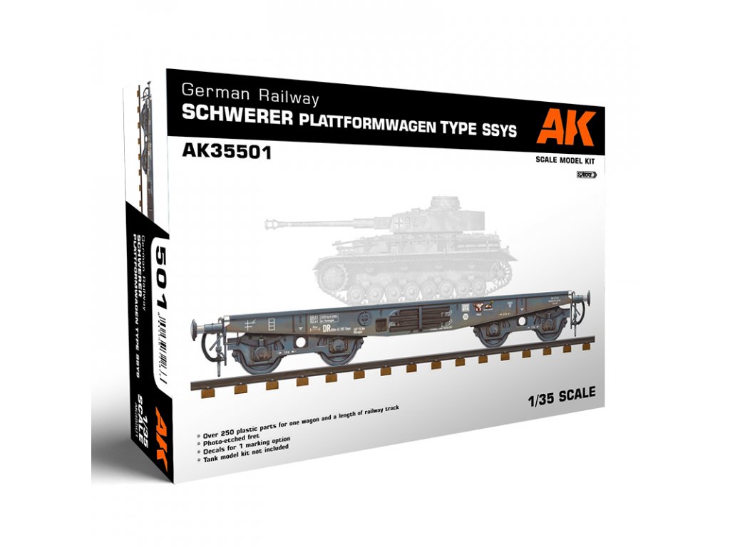 AK INTERACTIVE 1/35 German Railway Schwerer Plattformwagen Type SSYS