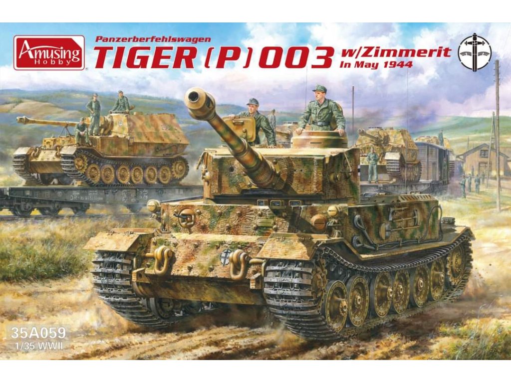 AMUSING 35A059 1/35 Panzerbefehlswagen Tiger (P) 003 w/Zimmerit In May 1944