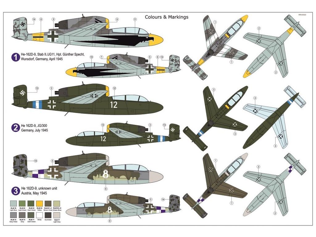 AZ MODEL 1/72 Heinkel He 162D-9 Luftwaffe 46 