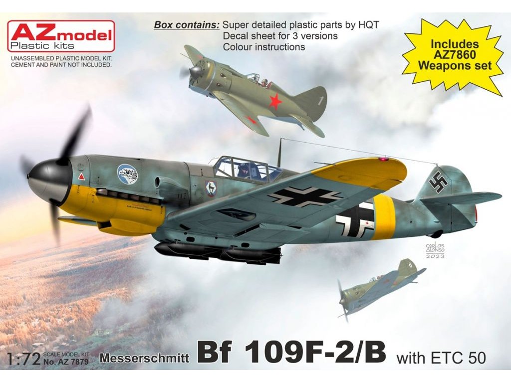 AZ MODEL 1/72 Messerschmitt Bf 109F-2/B w/ ETC 50 (3x camo)