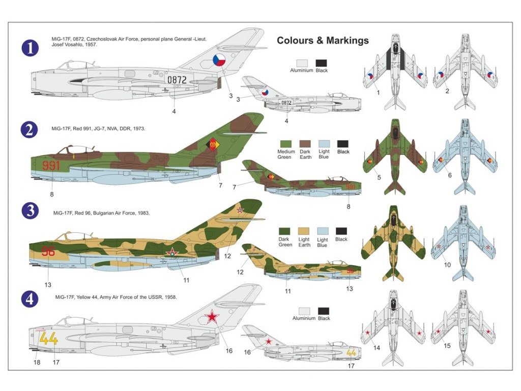 AZ MODEL 1/72 MiG-17F Warsaw Pact (3x camo)