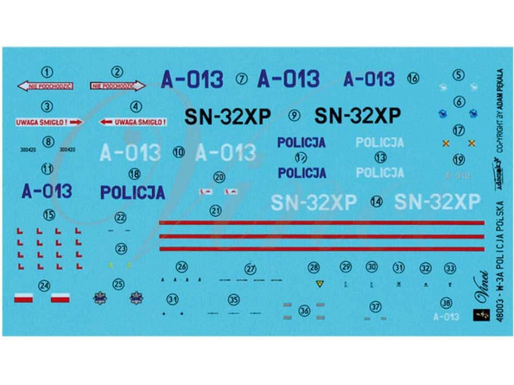 BIGMODEL Vinci 1/48 48003 Decals W3W Sokół Policja