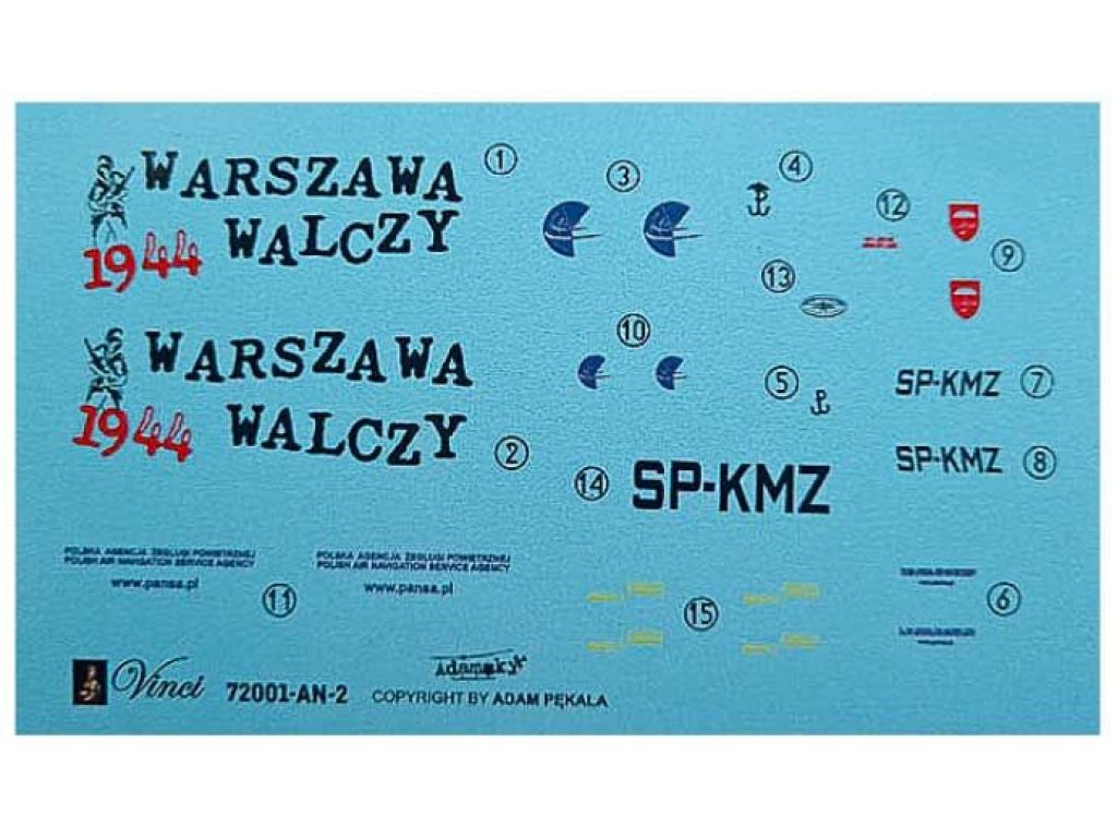 BIGMODEL Vinci 1/72 72001 Decals An-2 Warszawa Walczy