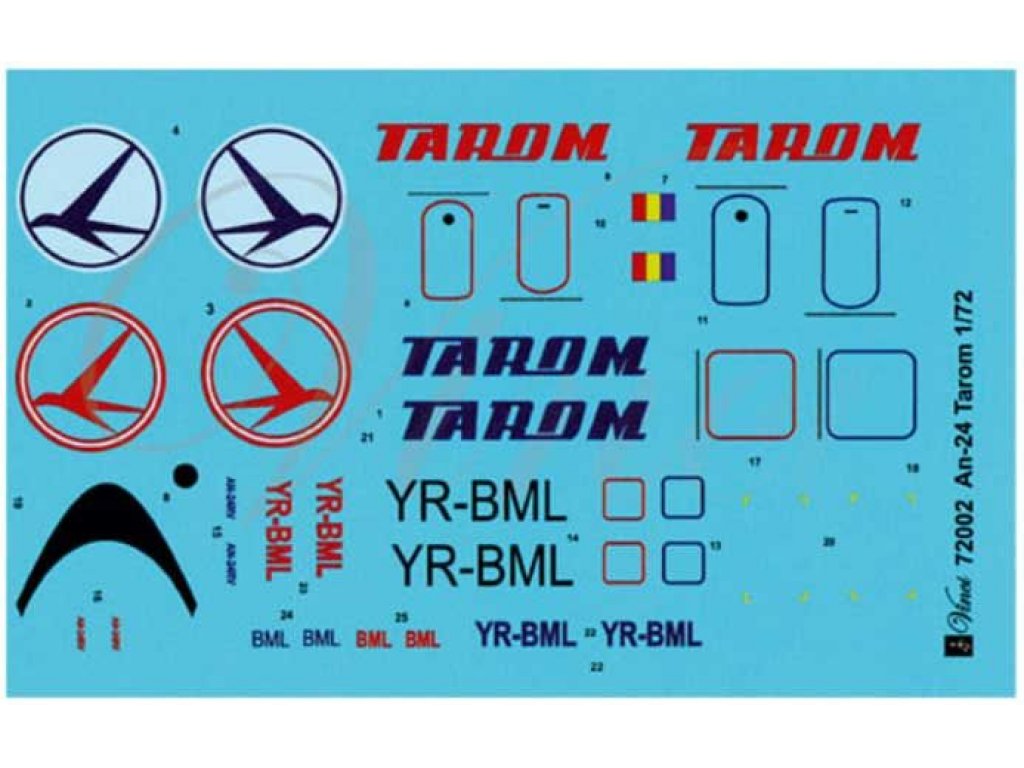 BIGMODEL Vinci 1/72 72002 Decals An-24 Tarom