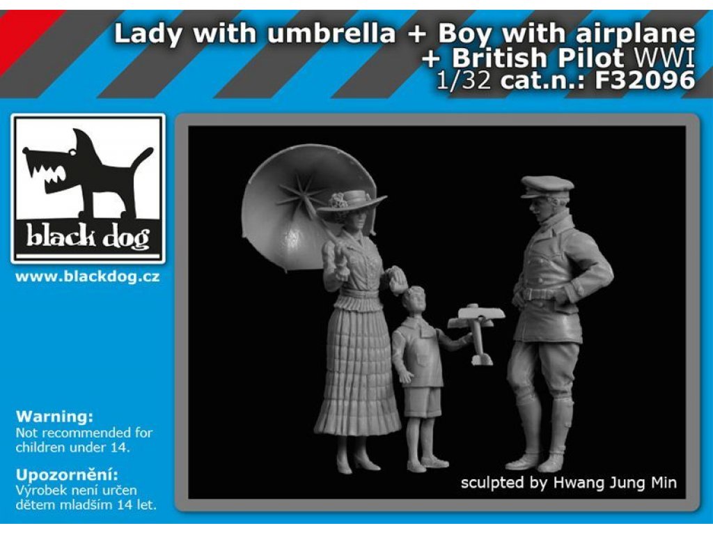 BLACKDOG 1/32 Lady w/ umbrella, boy   British Pilot for 3 fig