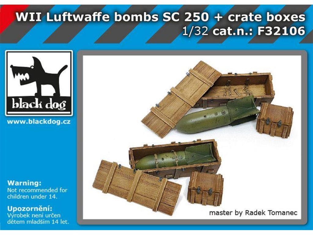 BLACKDOG 1/32 Luftwafe WWII bombs SC250 + crate boxes