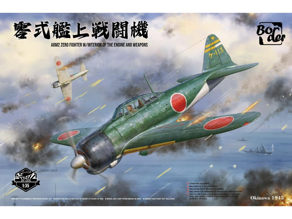 BORDER 1/35 BF-006 A6M2 Zero Fighter w/ Interior of The Engine and Weapons