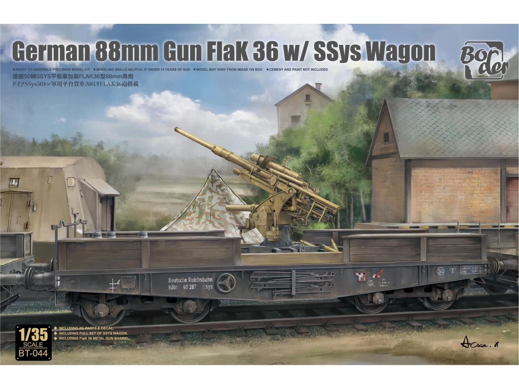 BORDER 1/35 BT-044 German 88 mm Gun FlaK 36 w/ SSys Wagon