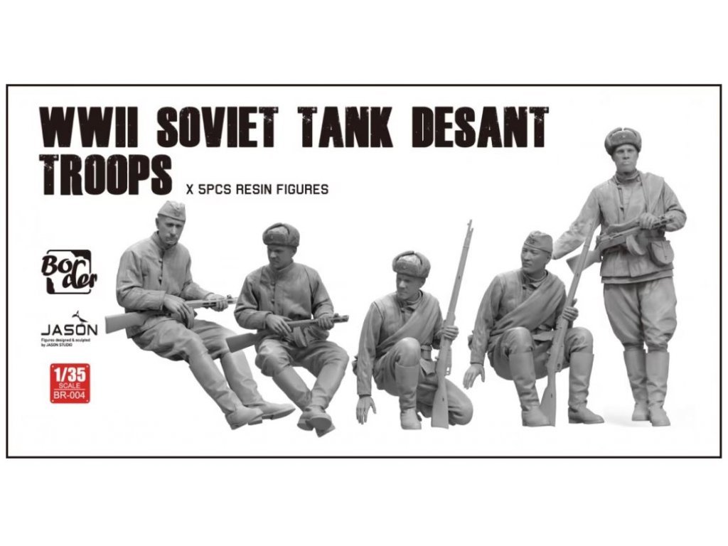 BORDER MODEL 1/35 WWII Soviet Tank Desant Troops (5 pcs. Resin Figures)