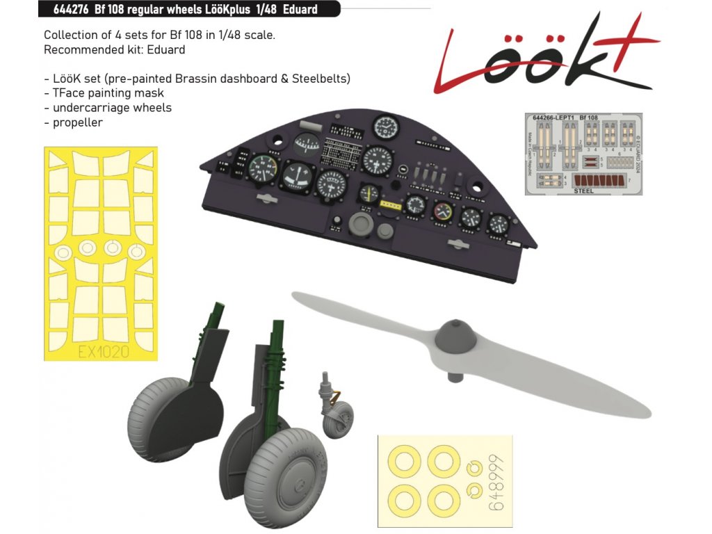 BRASSIN 1/48 Bf 108 Tajfun regular wheels LööKplus for EDU