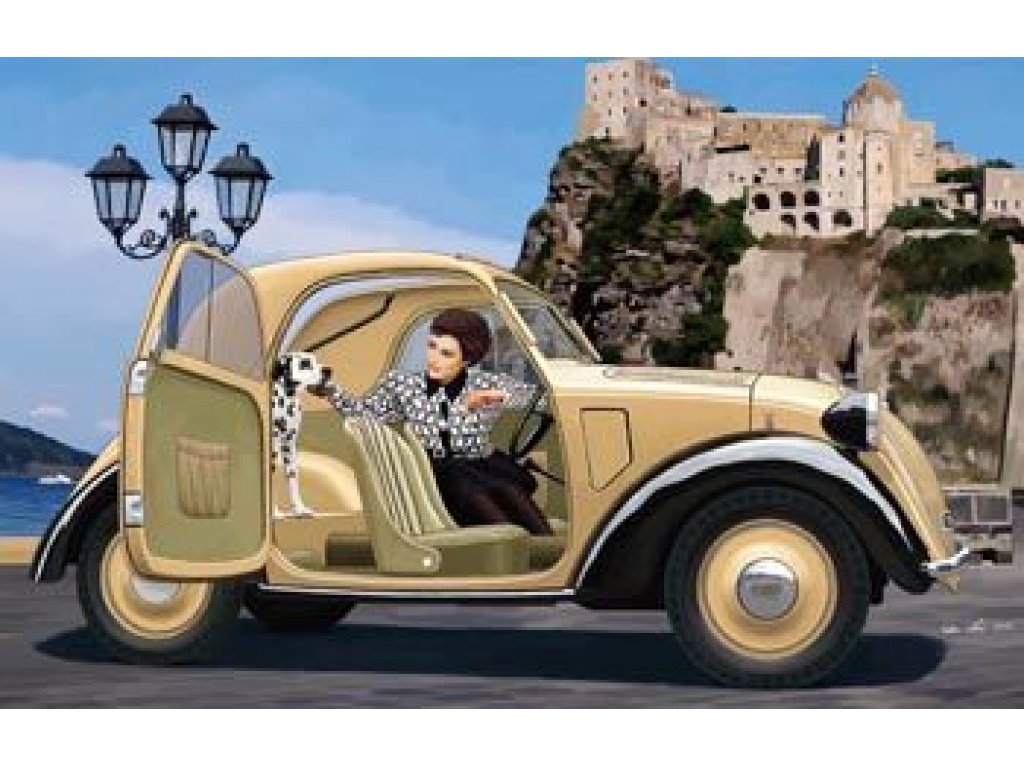 BRONCO 1/35 Italian Light Civilian Car Topolino (Open Top) With Lady And Dog