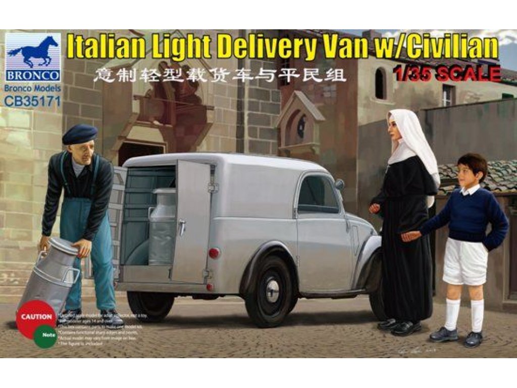 BRONCO 1/35 Italian Light Delivery Van with Civilian Figures