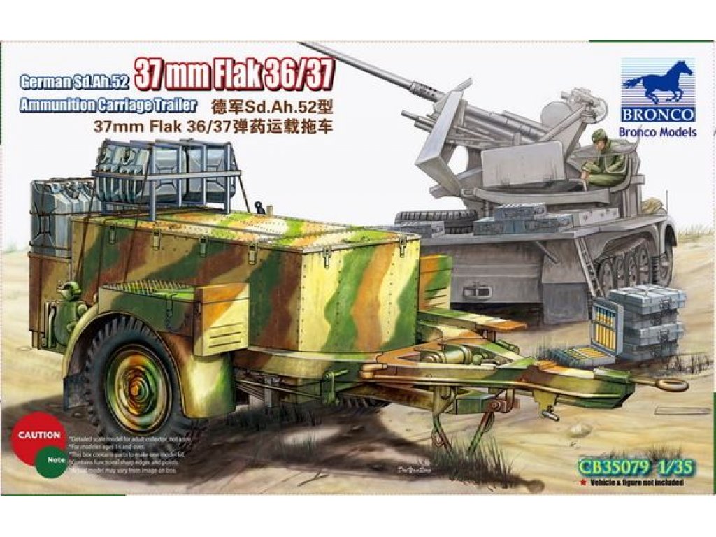 BRONCO 1/35 Sd.Ah.52 37mm Flak Ammunition Carriage Trailer