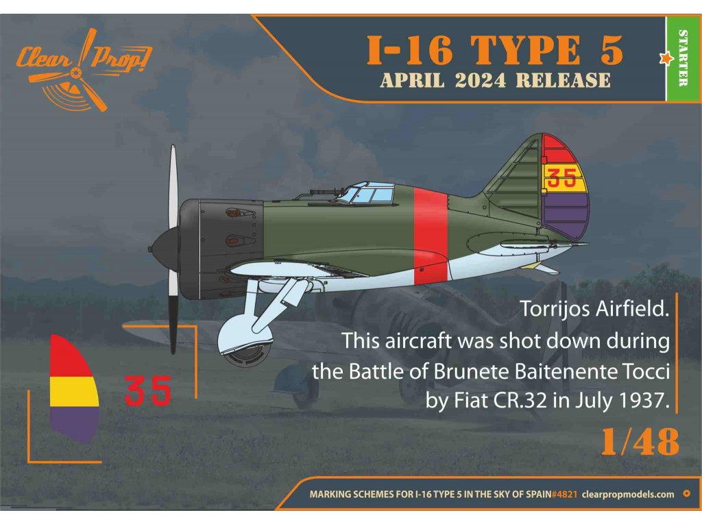 CLEAR PROP 1/48 I-16 type 5 in the sky of Spain (early)