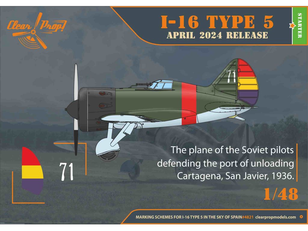 CLEAR PROP 1/48 I-16 type 5 in the sky of Spain (early)