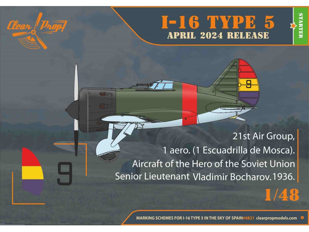 CLEAR PROP 1/48 I-16 type 5 in the sky of Spain (early)