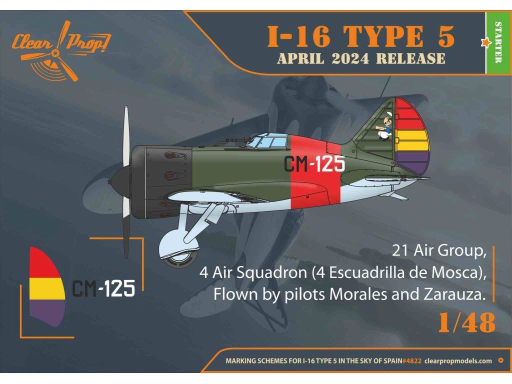 CLEAR PROP 1/48 I-16 type 5 in the sky of Spain (late)