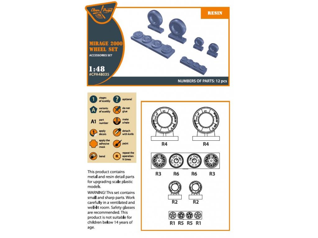 CLEAR PROP 1/48 Mirage 2000 - wheel set