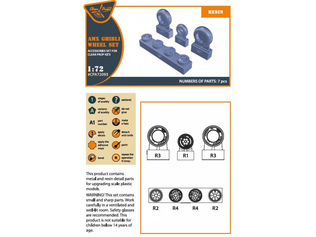 CLEAR PROP 1/72 AMX Ghibli - wheel set for ITA