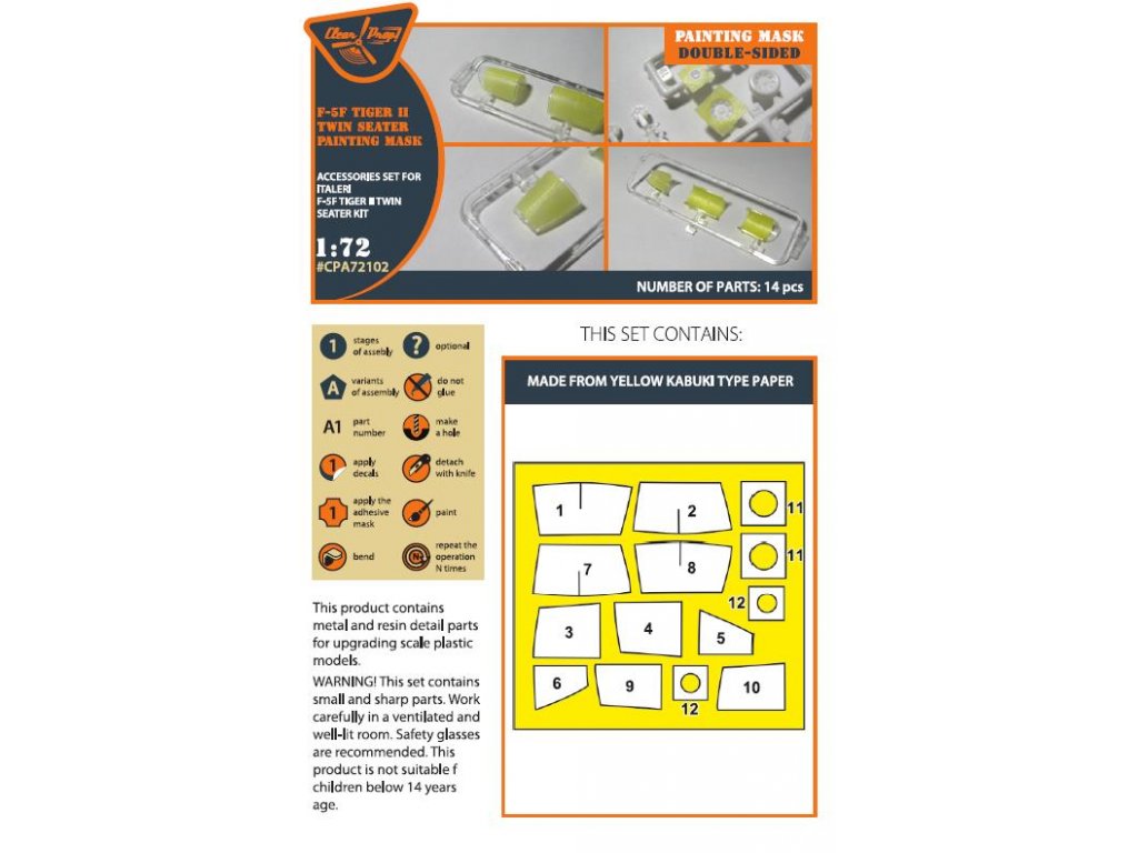 CLEAR PROP 1/72 F-5F Tiger II double-sided paint mask for ITA