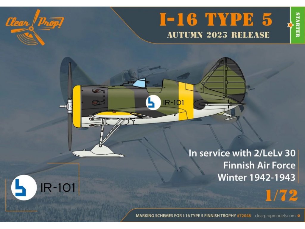 CLEAR PROP 1/72 I-16 Type 5 in Finnish service (2x camo)