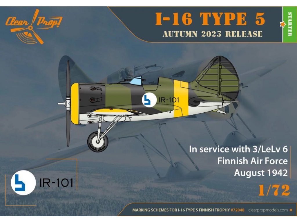 CLEAR PROP 1/72 I-16 Type 5 in Finnish service (2x camo)