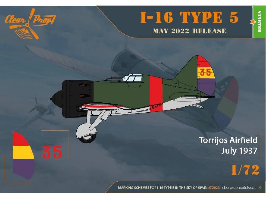 CLEAR PROP 1/72 I-16 Type 5 In the sky of Spain