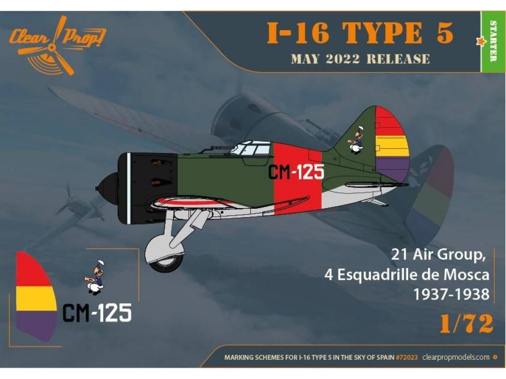 CLEAR PROP 1/72 I-16 Type 5 In the sky of Spain