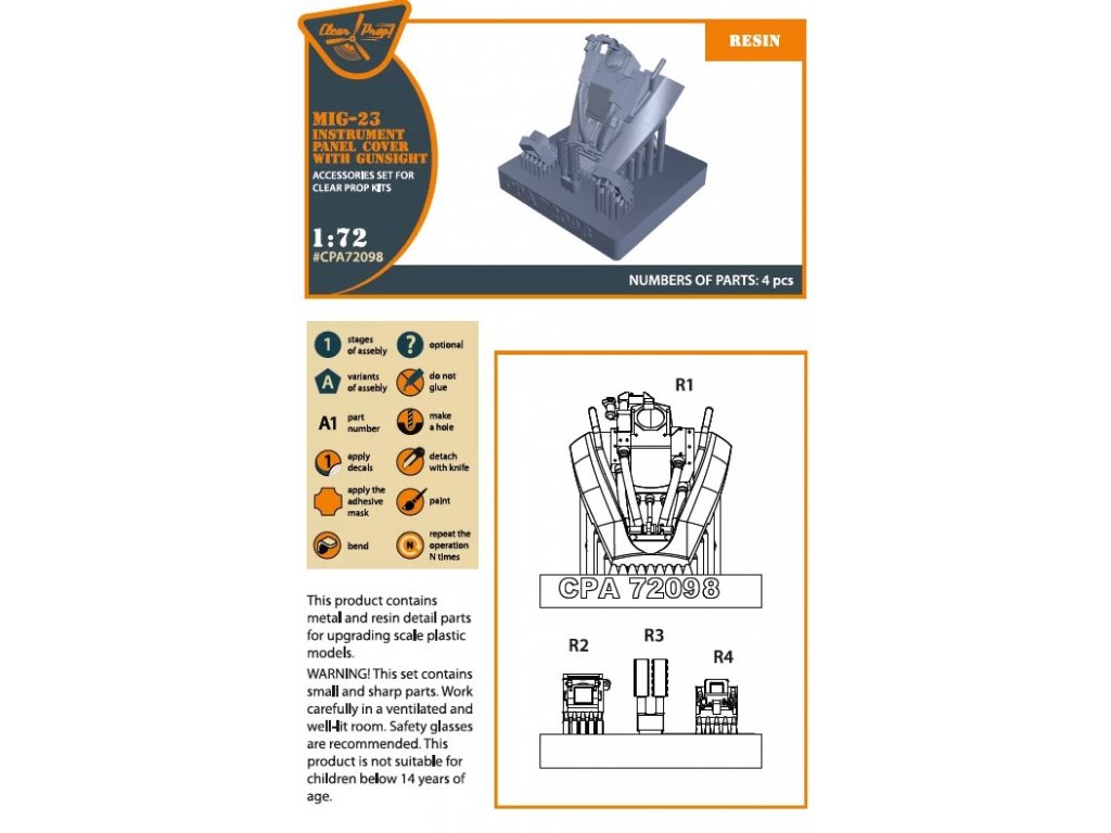 CLEAR PROP 1/72 MiG-23 Instrument panel cover w/ gunsight