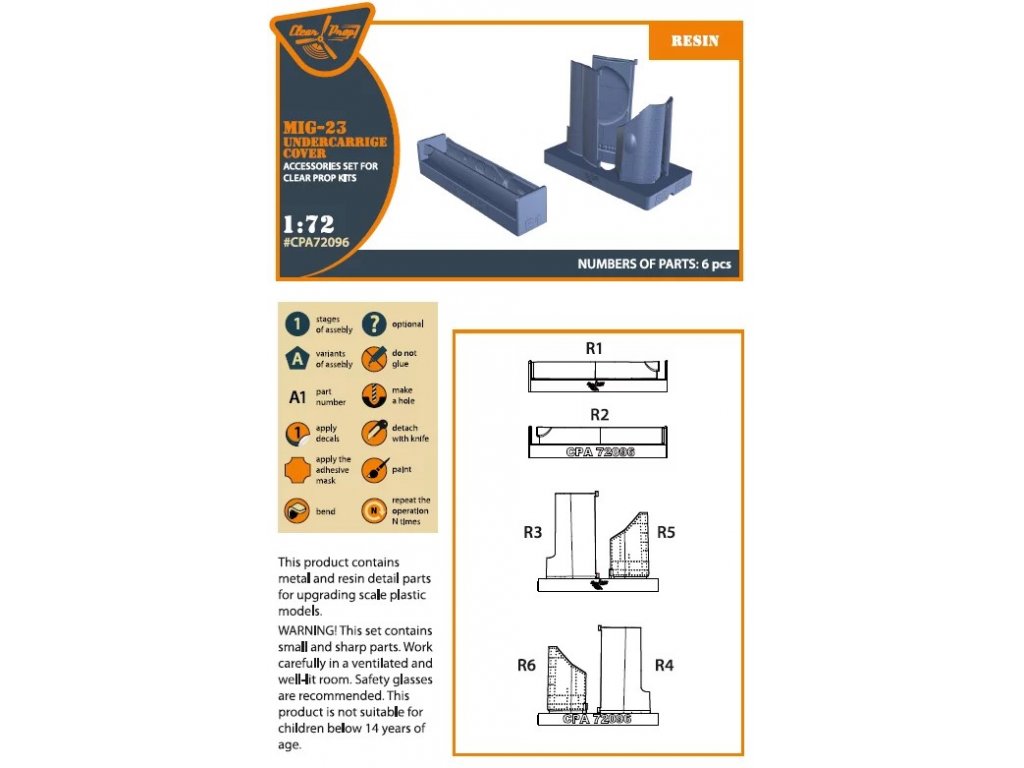 CLEAR PROP 1/72 MiG-23 undercarriage covers for CLEARPROP