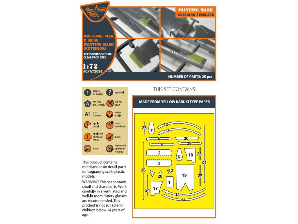 CLEAR PROP 1/72 MiG-23ML,MLA,MLAE,MLD,P Paint.Mask (exterior)