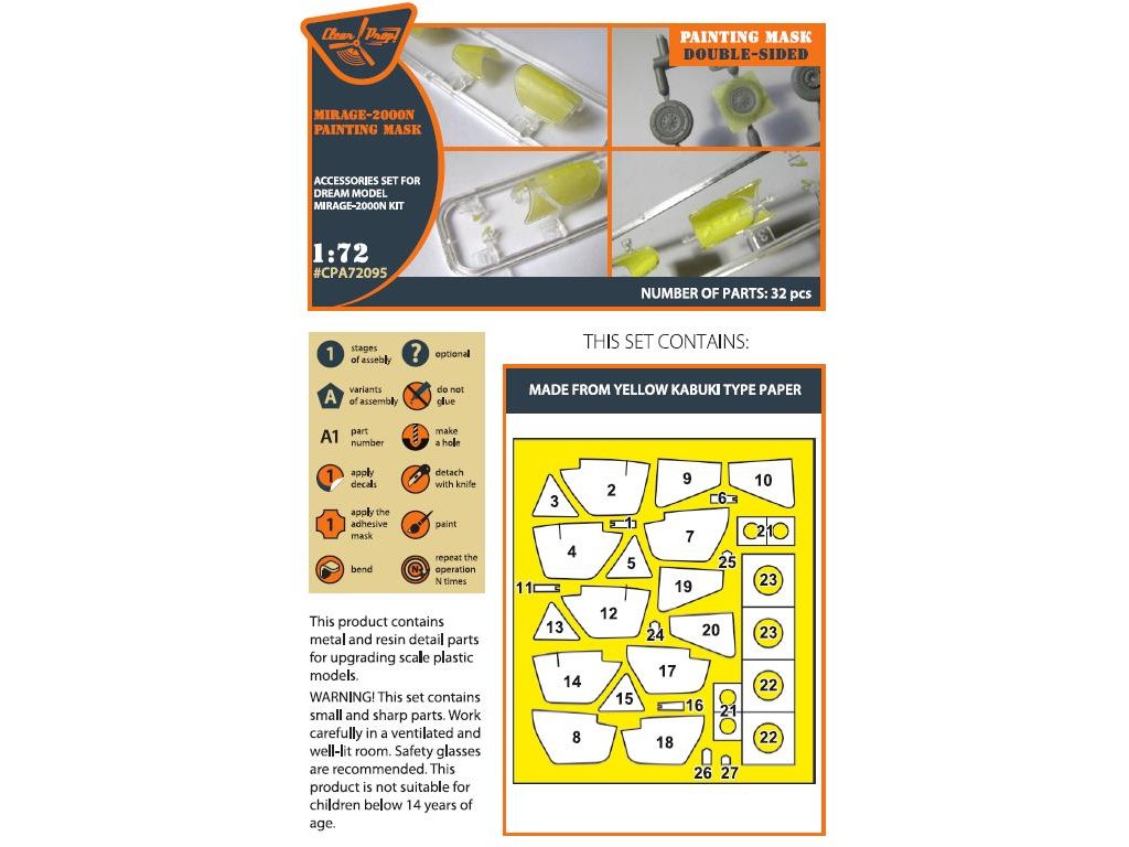 CLEAR PROP 1/72 Mirage 2000N double-sided painting mask for MODELSVIT