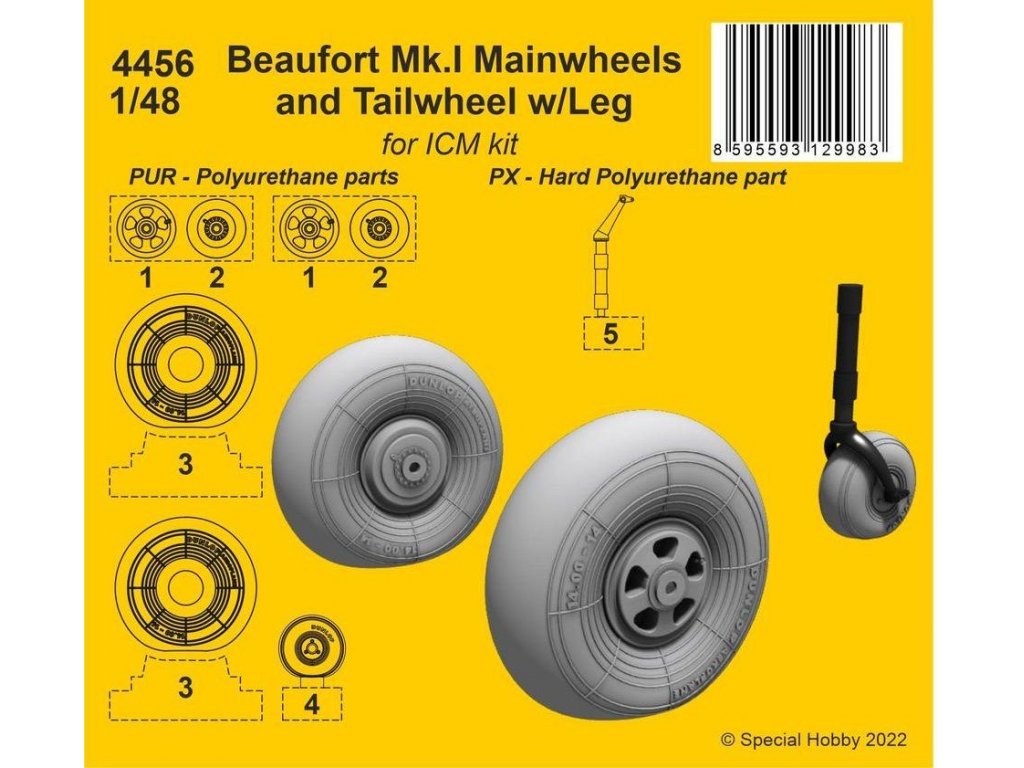 CMK 1/48 Beaufort Mk.I Mainwheels & Tailwheel w/Leg