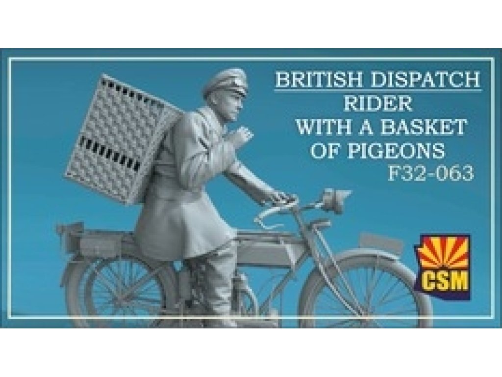 CSM F32-063 1/32 British Dispatch Rider with a Basket of Pigeons