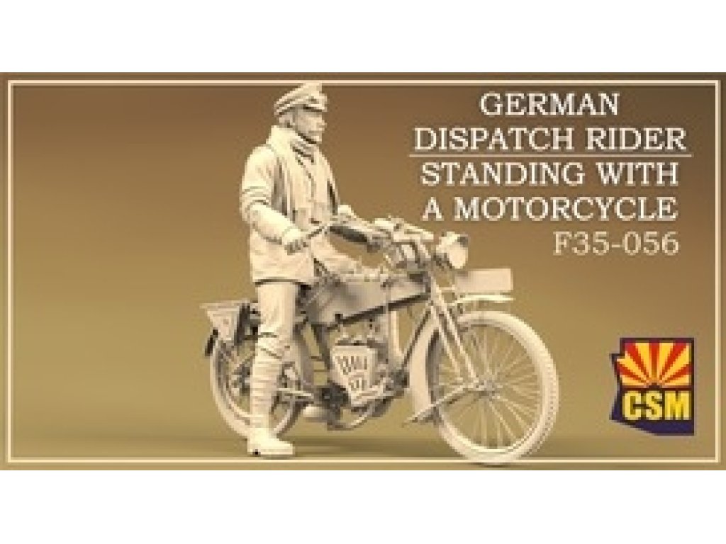 CSM F35-056 1/35 German Dispatch Rider Standing with a Motorcycle