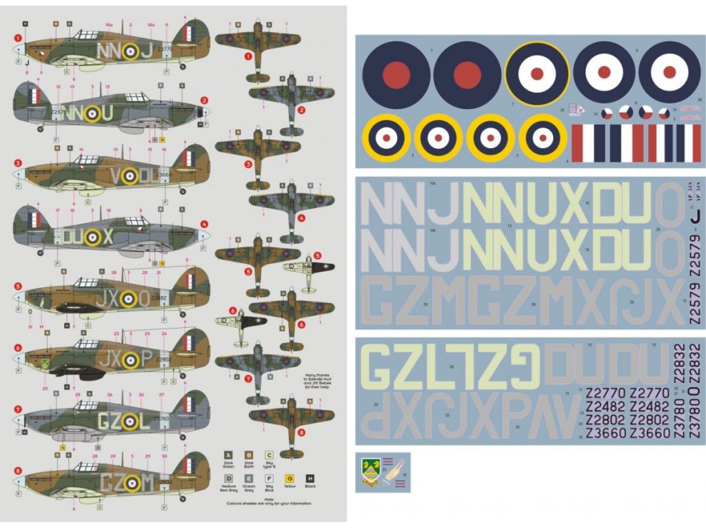 DK DECALS 1/32 Hawker Hurricane Mk.IIa/b of Czechoslovak pilots (No.1, 32, 310 and 312 Sqn RAF)