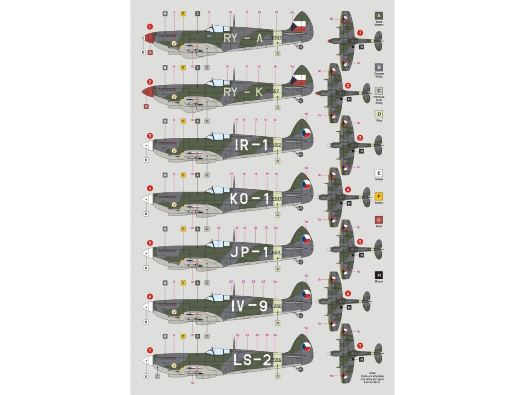 DK DECALS 1/32 Spitfire LF Mk.IXE 313th Squadron (7x camo)