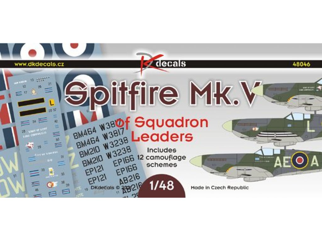 DK DECALS 1/48 Spitfire Mk.V of Squadron Leaders (12x camo)