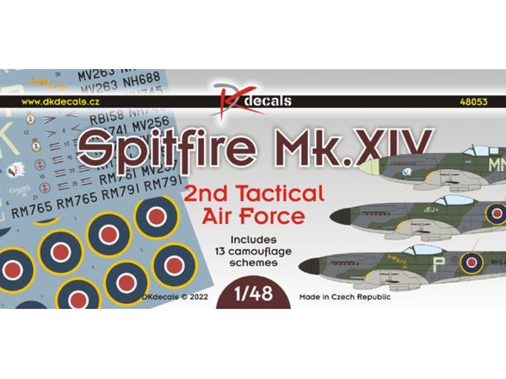 DK DECALS 1/48 Spitfire Mk.XIV 2nd Tactical AF (13x camo)
