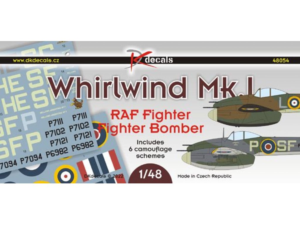 DK DECALS 1/48 Whirlwind Mk.I RAF Fighter/Bomber (6x camo)