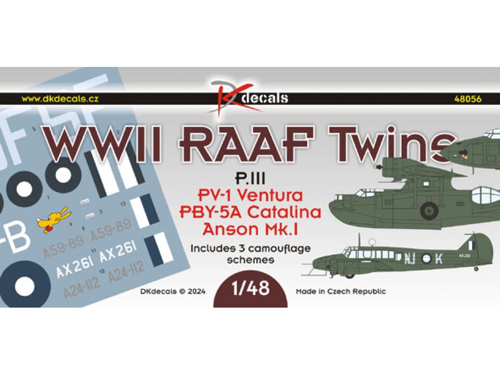 DK DECALS 1/48 WWII RAAF Twins Part III (3x camo)