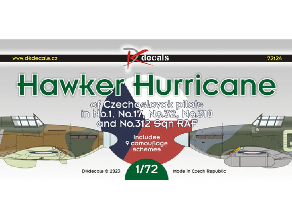 DK DECALS 1/72 Hurricane of Czechoslovak pilots (No.1, 17, 32, 310 and 312 Sqn)