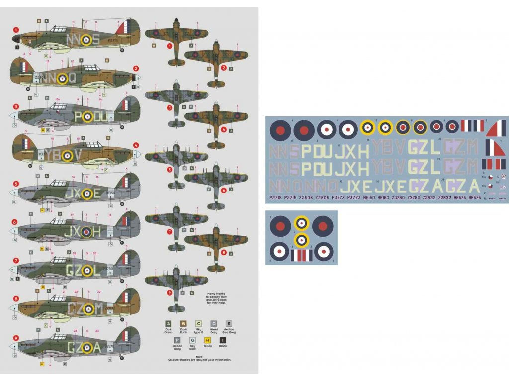 DK DECALS 1/72 Hurricane of Czechoslovak pilots (No.1, 17, 32, 310 and 312 Sqn)