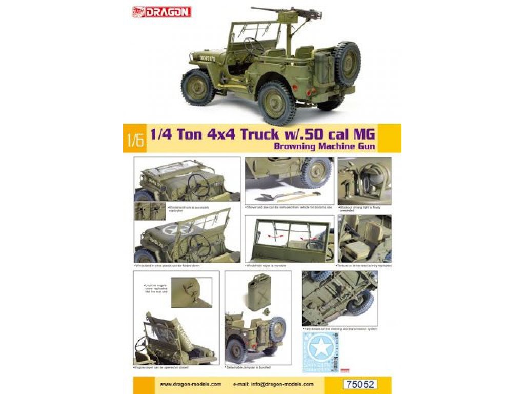 DRAGON 1/6 1/4 Ton 4x4 Truck w/.50 cal MG Browning Machine Gun