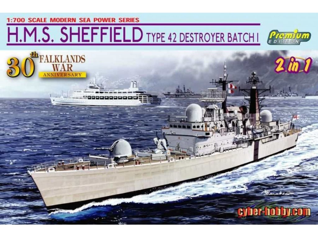 DRAGON 1/700 H.M.S. Sheffield Type 42 Destroyer Batch 1 (Falklands War 30th Anniversary)