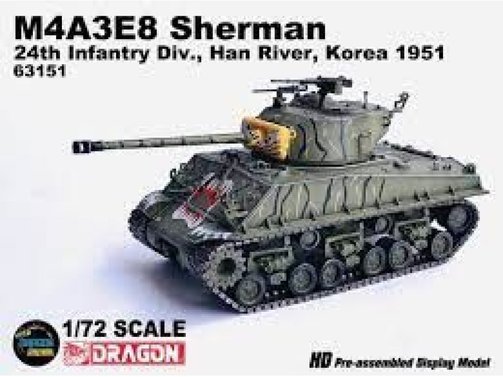 DRAGON ARMOR 1/72 M4A3E8 Sherman 24th Infantry Div., Han River, Korea 1951