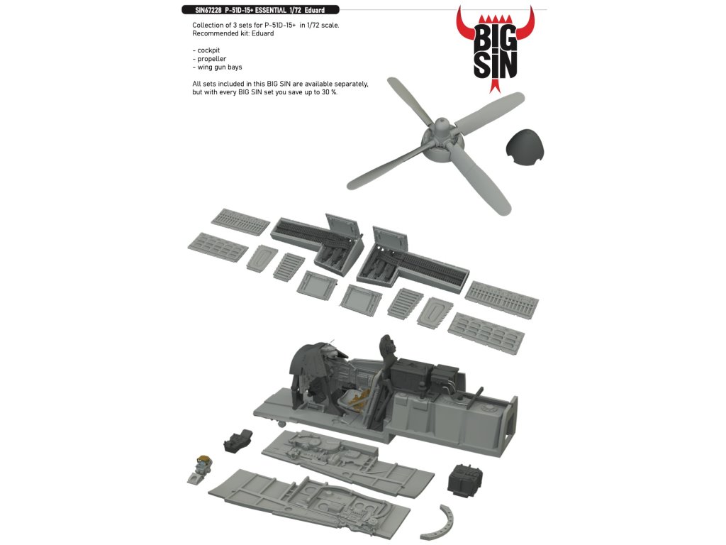 ED BIGSIN 1/72 P-51D-15+ Mustang ESSENTIAL for EDU