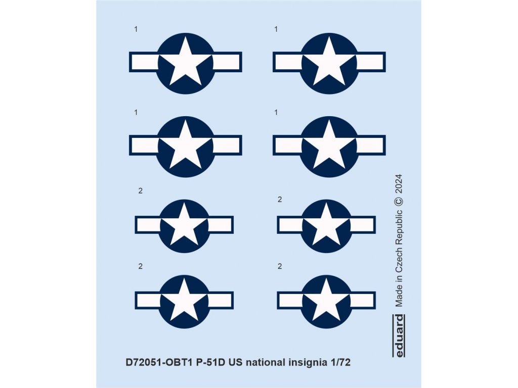 ED DECALS 1/72 P-51D Mustang US national insignia for EDU