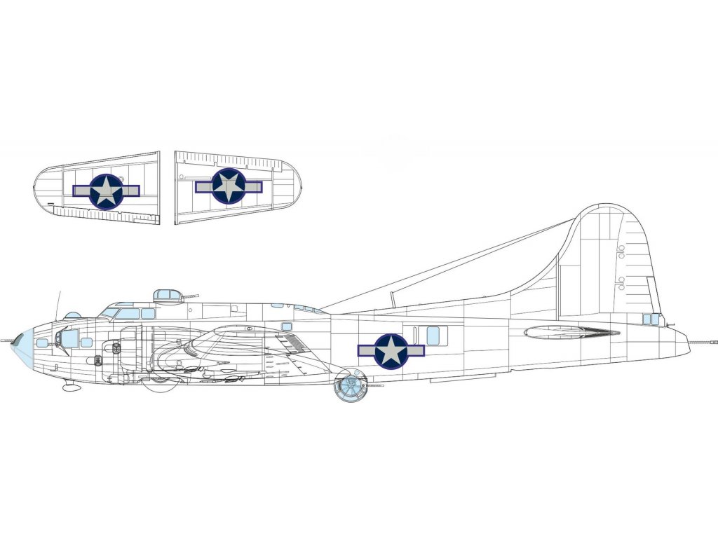 ED MASK 1/48 B-17F Flying Fortress US insignia w/ blue outline